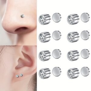 Rhinestone Diamond Magnet Ear Studs Women