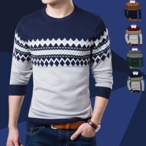 autumn and winter color matching sets of sweaters slim round neck long sleeve bottoming shirt color matching sweater sweater men
