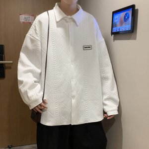 Spring Long Sleeve Shirt Men Label Korean Trend Loose