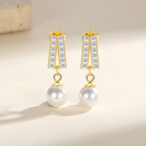 Geometric Pearl Diamond Affordable Luxury Style Niche Pearl Stud Earrings