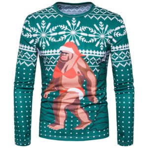 European and American Santa printed long sleeve T-shirt for men