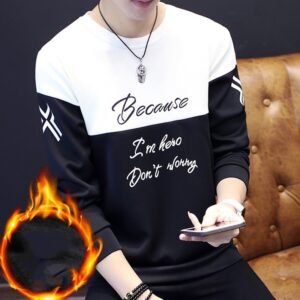 Sleeve long sleeve T-shirt men plus velvet thickening