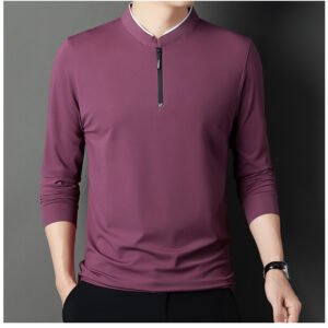 Long Sleeve T - Shirt Men Leisure Young Men Stand Collar Pull