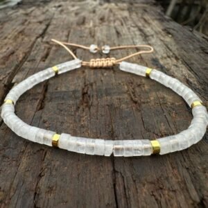 Natural Stone 42 Spacer Glitter Stone Crystal Adjustable Bracelet