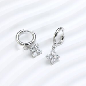 3A Zircon Stainless Steel Simple Bracelet Earrings Ins Niche Women's Ear Clip