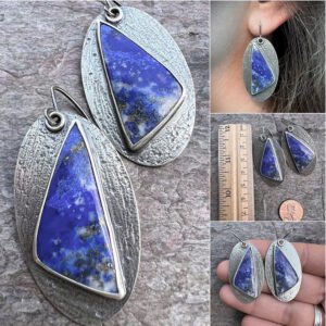 New Geometric Triangle Navy Blue Enamel Earrings