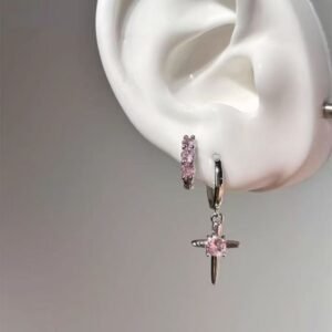 S925 Sterling Silver Zircon Cross Asterism Ear Clip