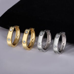 S925 Silver Simple 6 Diamond Moissanite Fashion High Sense Female Earrings