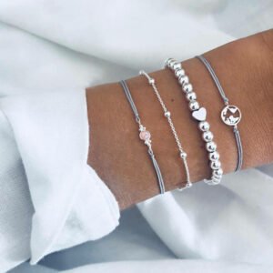 Map Opal Beads Peach Heart Chain Bracelet Four-piece Set
