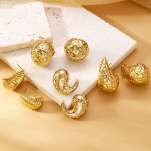 Titanium Steel Electroplating 18K Gold Non-fading Diamond Earrings Ear Studs