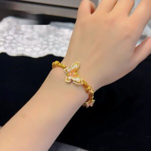Alluvial Gold Enamel Purple Sweet Star Pendant Butterfly Bracelet
