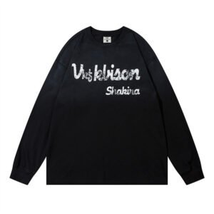 Gothic Letter Printing T-shirt Long Sleeve Men