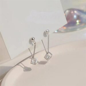 S925 Sterling Silver Rubik's Cube Earrings Female Niche Design High-grade Light Luxury Earrings