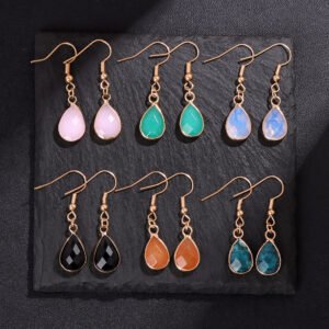 Female Versatile Stone Water Drop Pendant Earrings