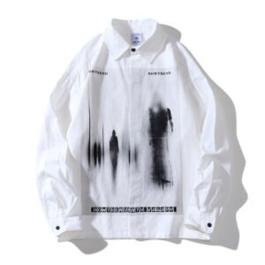 Loose Cool Lapel Print Long Sleeve Shirt Men