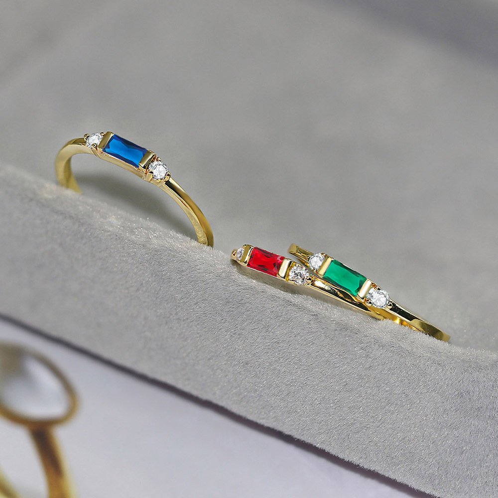 Geometric Engagement Ring Inlaid Zircon Plated 14K Gold Accessories - Image 4