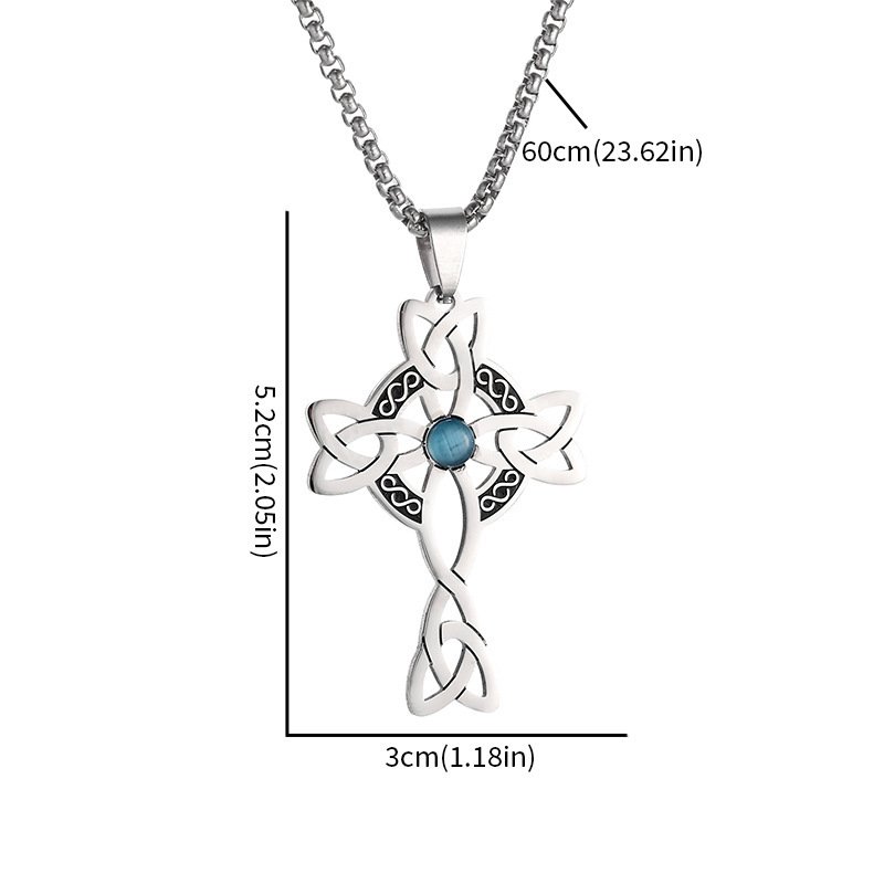 Fashion Cross Steel Color Men's Necklace - Image 5