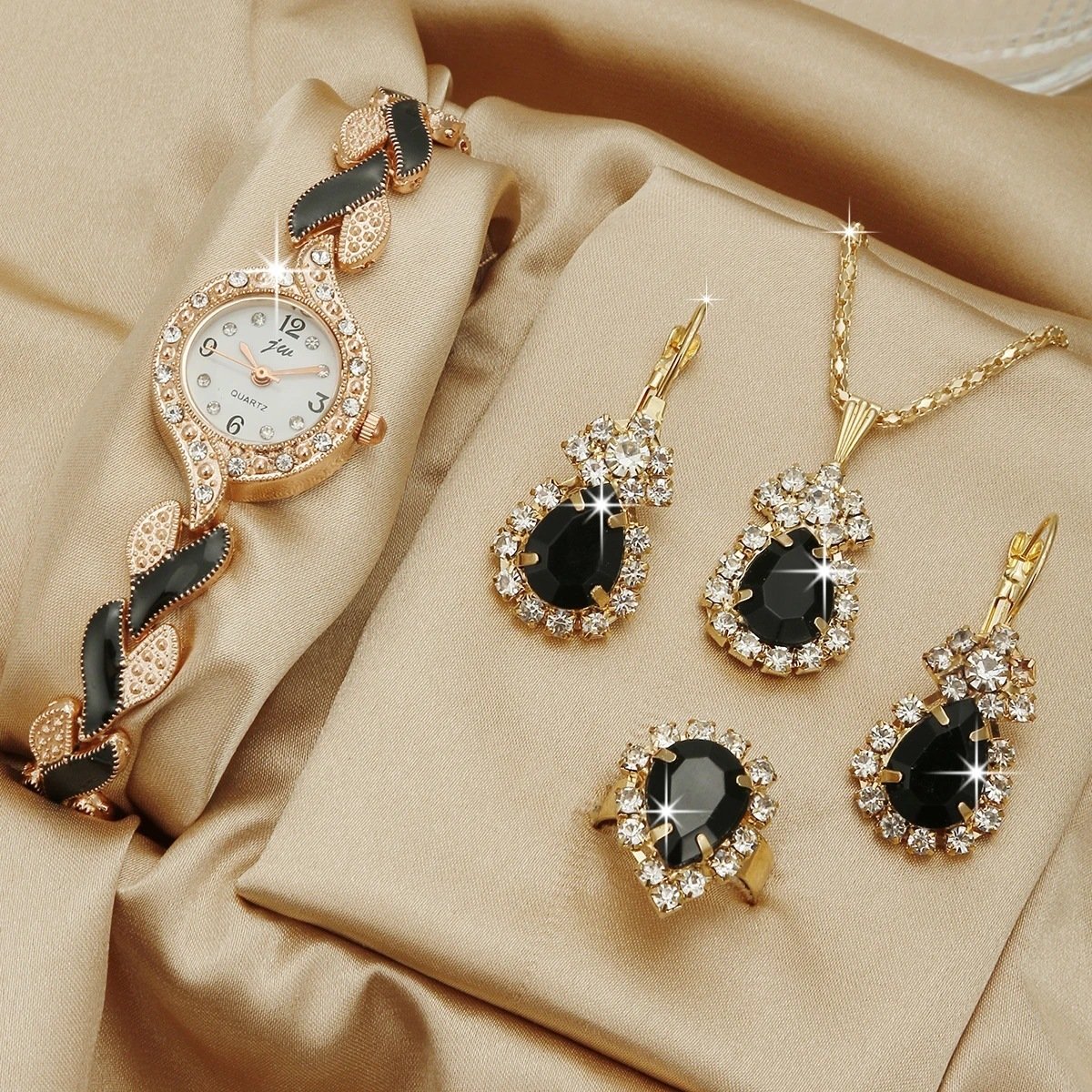 Fashion Watch Gift Suit Quartz Watch Necklace Bracelet Ring Stud Earrings - Image 8