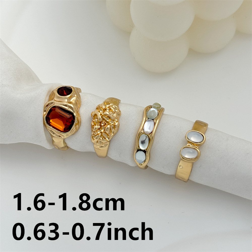 European And American Multi-color Retro Color Resin Gas Female Ring Four-piece Set - Image 4