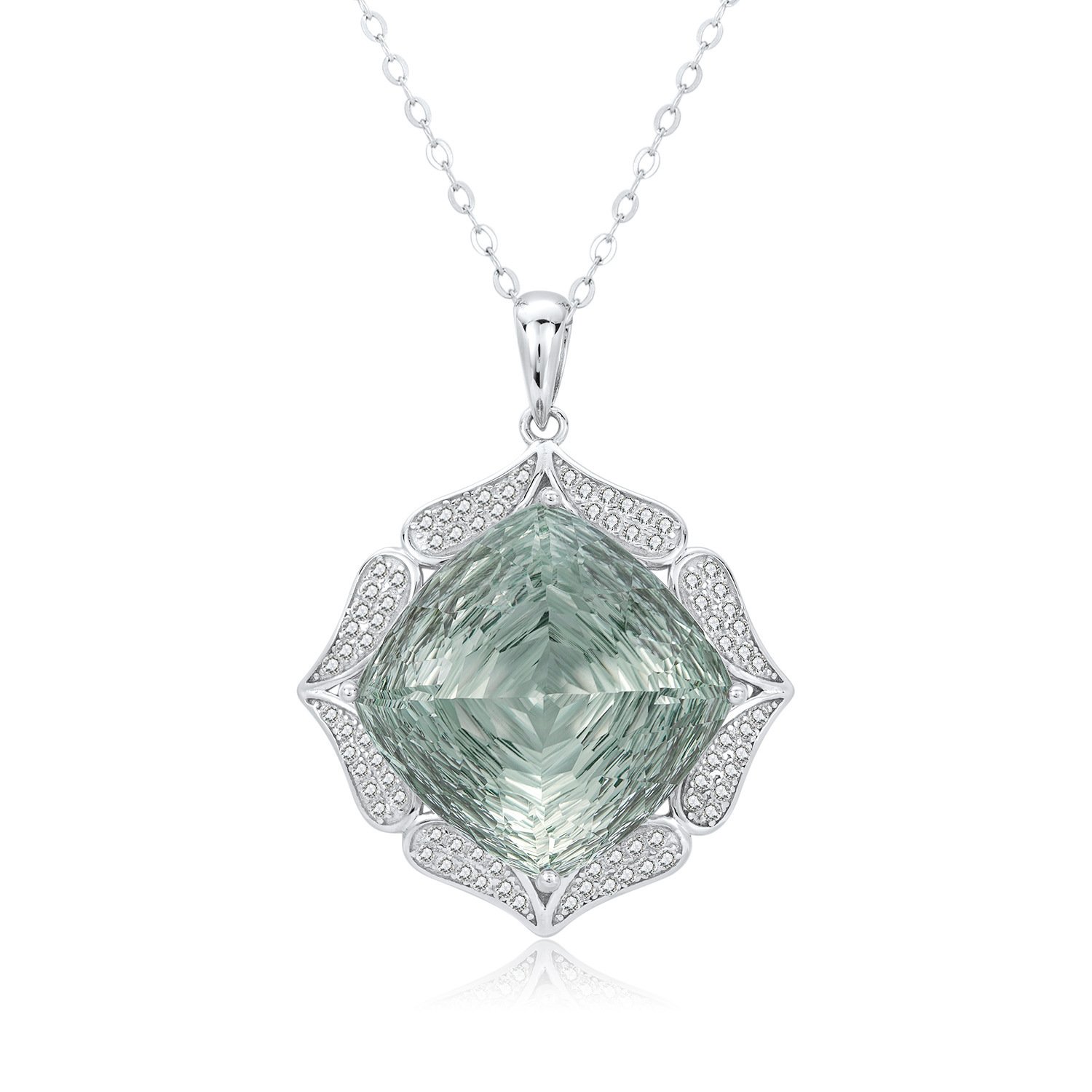 European And American Entry Lux Sweater S925 Silver Inlay Large Natural Green Crystal Pendant - Image 5