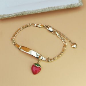 Curved Strawberry Children's Copper Plating 14K Bracelet
