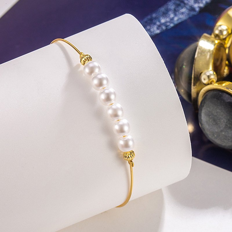 New Chinese Style Small Golden Beads Pearl Bracelet Premium Bracelet - Image 4