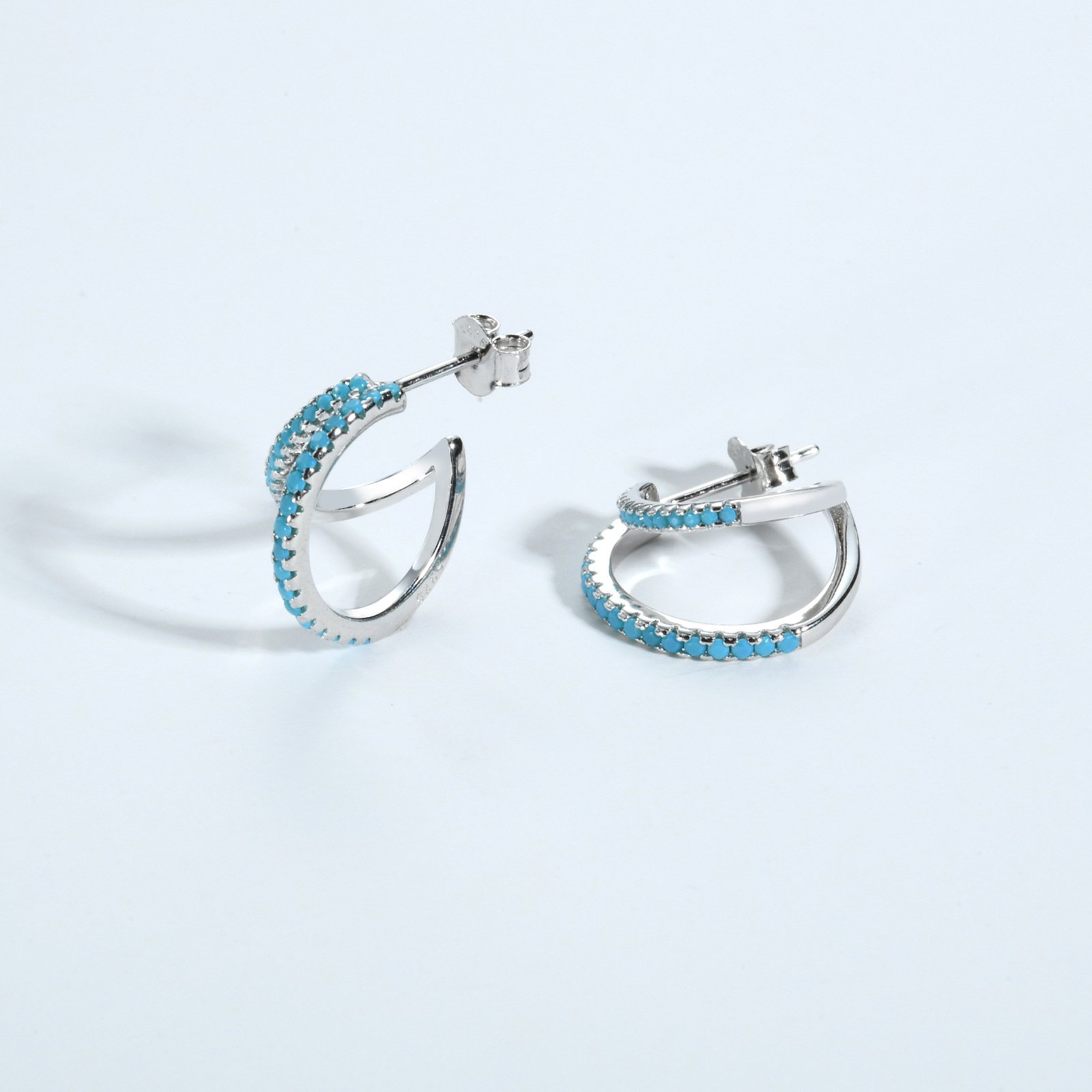 Double C Full Rhinestone Zircon Geometric Ins Temperament Entry Lux Personalized Earrings - Image 3