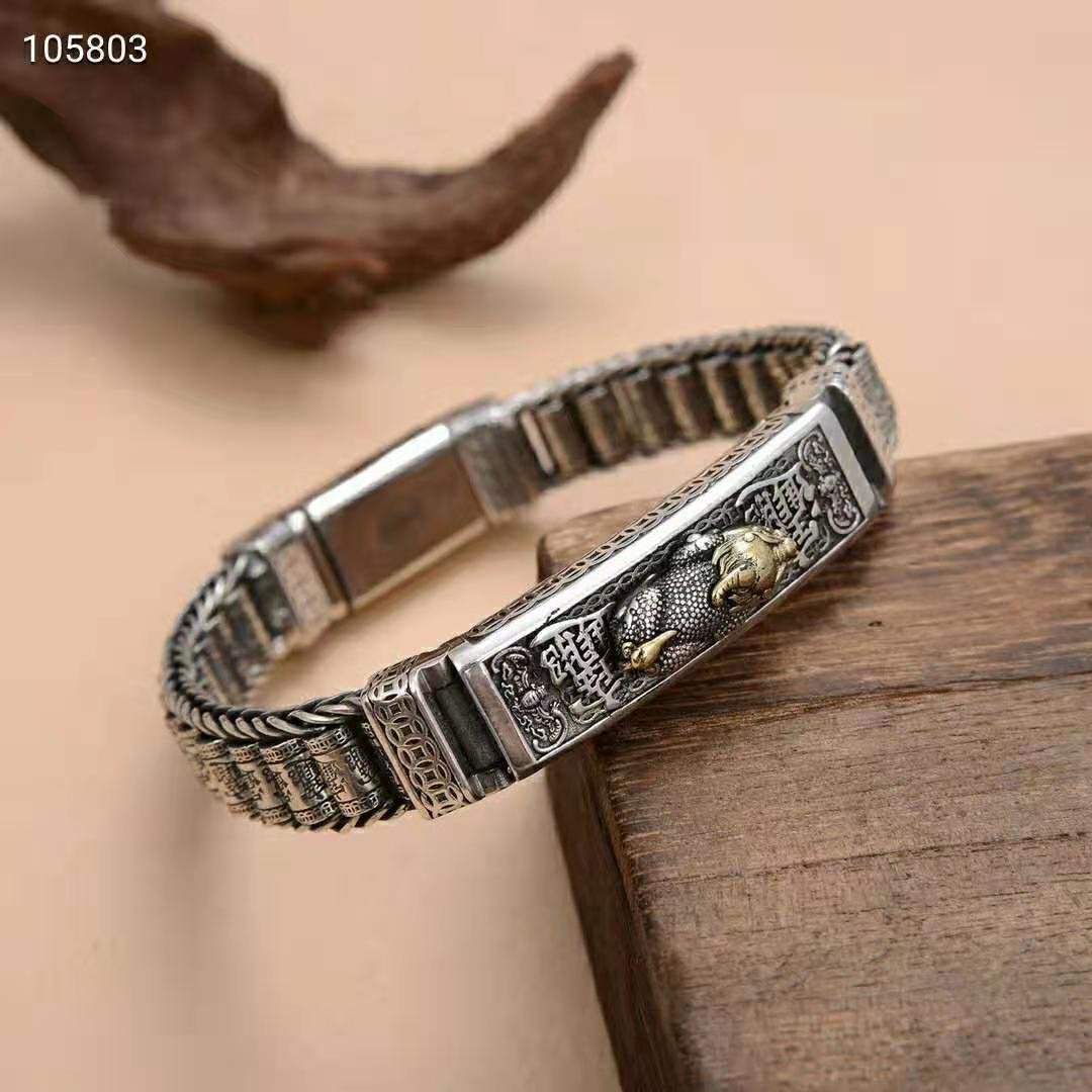 Pure Silver Money Bracelet Retro Tai Silver Popular Men - Image 4