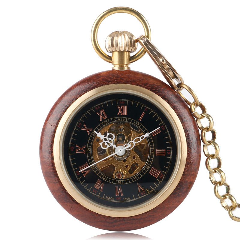 Mahogany Roman Pocket Watch - Image 6