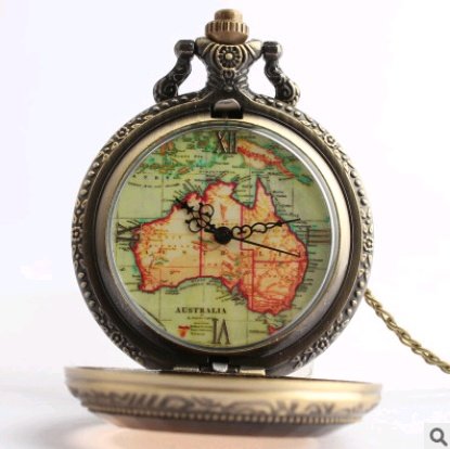 New large brown color face Australia map quartz pocket watch retro pocket watch fashion fashion watch - Image 2