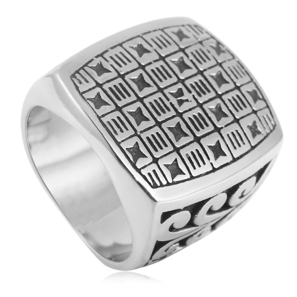 Retro Square Titanium Steel Square Ring - Image 2