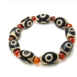 Three-eyed Dzi Bead Red Agate Beads Bracelet Bracelet