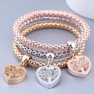 Diamond-embedded Love Pendant Bracelet For Women