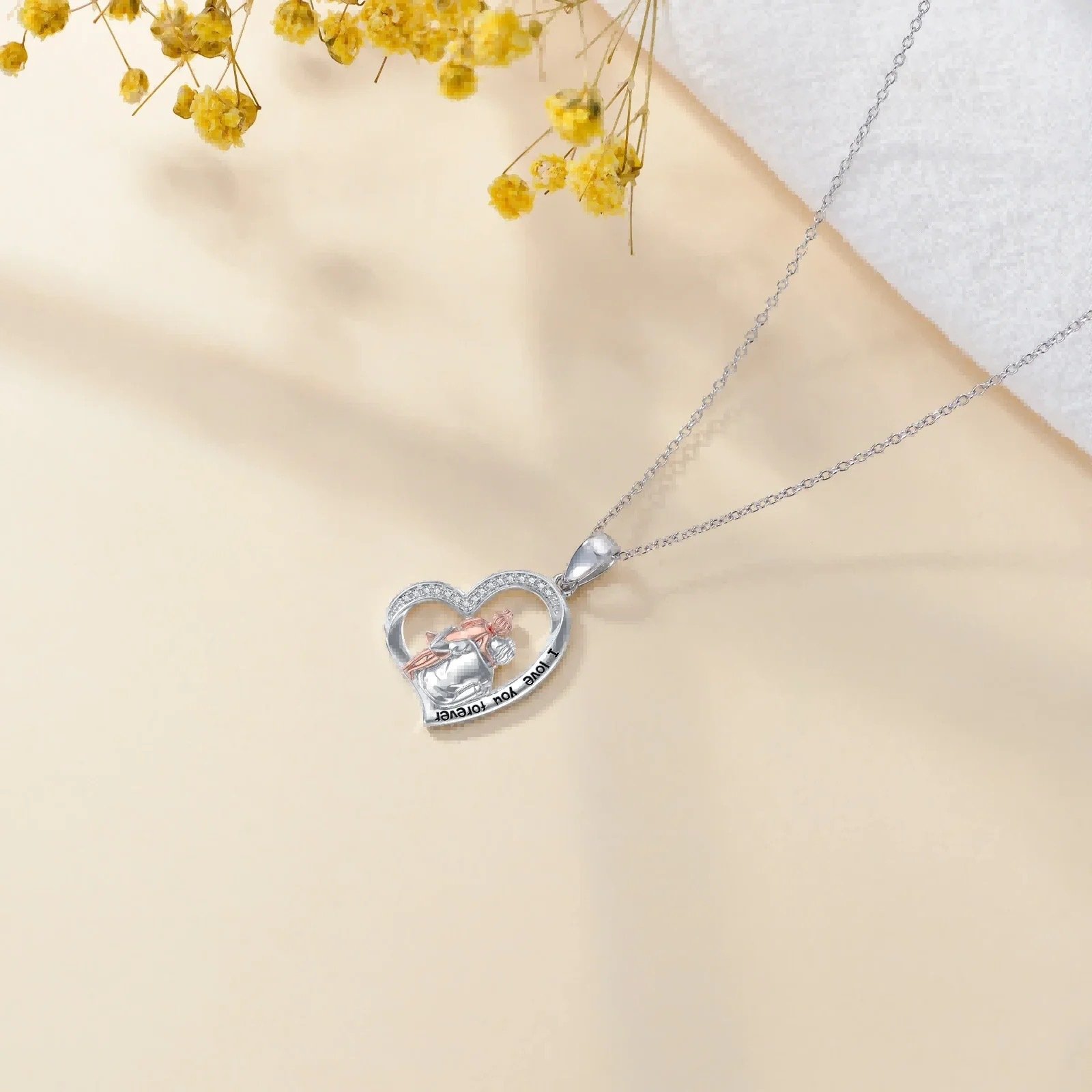 Two-Tone Fashion Short Necklace S925 Pendant - Image 3