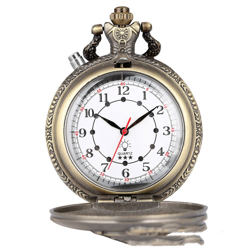 Retro Pocket Watch Locomotive LED Light Literal Creative Quartz Pocket Watch - Image 10
