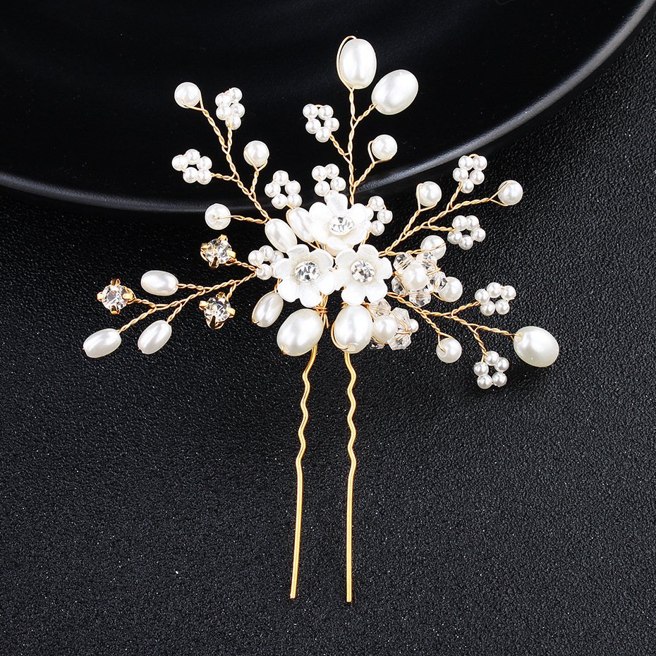 Wedding Jewelry Simple New Bride Headdress Pearl Rhinestone Hairpin Pin Wedding Jewelry Accessories - Image 4