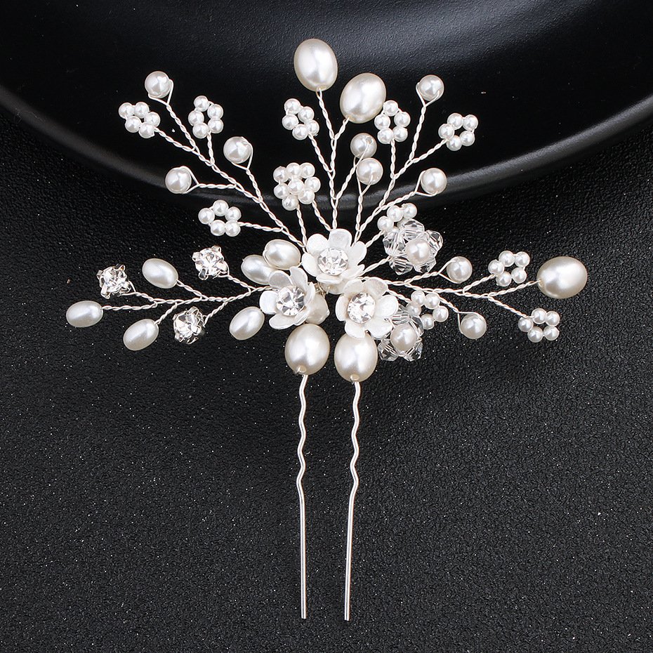 Wedding Jewelry Simple New Bride Headdress Pearl Rhinestone Hairpin Pin Wedding Jewelry Accessories - Image 3