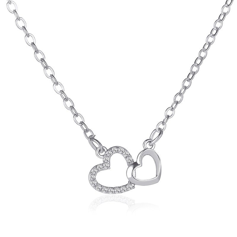 Love Necklace Temperament Double Peach Heart Pendant Clavicle Chain - Image 4