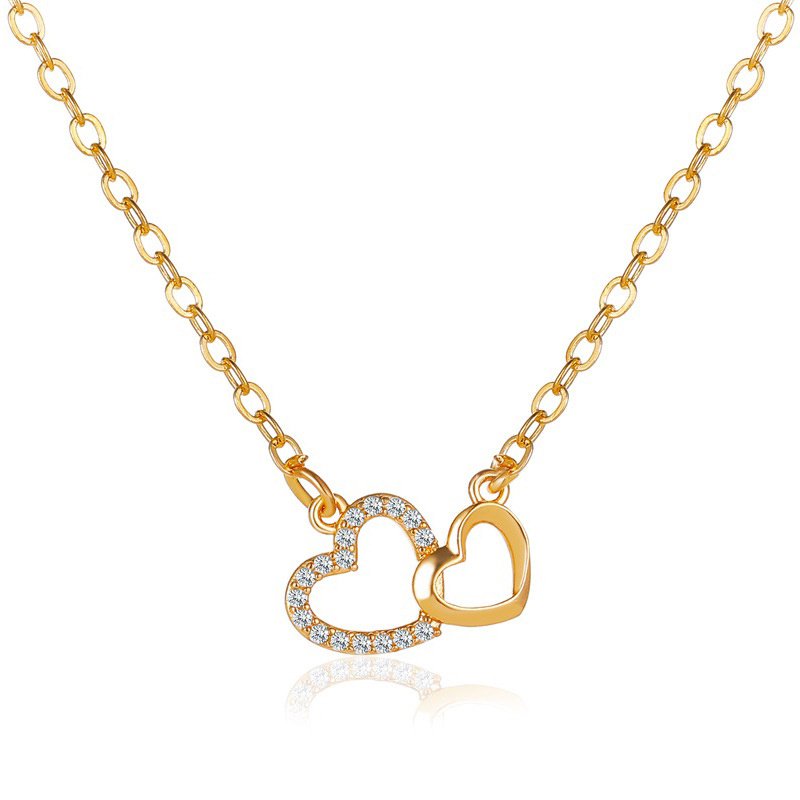 Love Necklace Temperament Double Peach Heart Pendant Clavicle Chain - Image 6