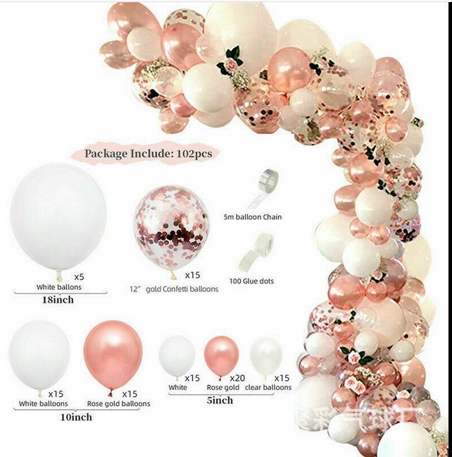 Cross-Border Hot Sale Rose Gold Balloon Set Baby Birthday Party Adult Wedding Decoration Champagne Gold Set - Image 4