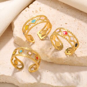 Simple Stainless Steel Hollow Sun Dripping Ring