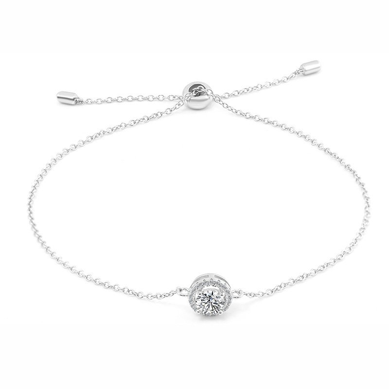 S925 Silver Moissanite Round Bag Micro-inlaid Round Moissanite Electroplated K Platinum Bracelet For Women - Image 3