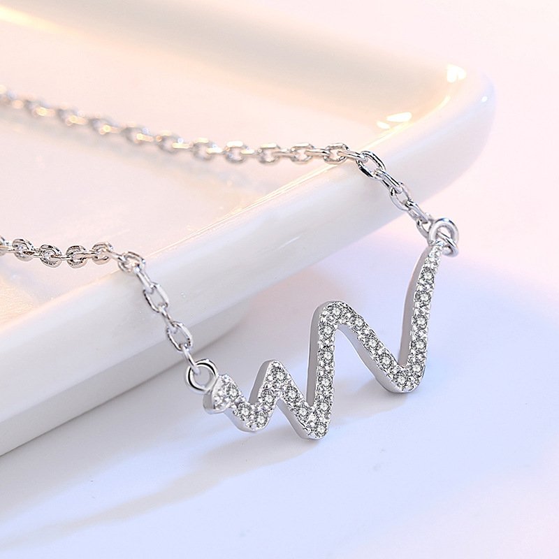 Silver Necklace Korean Lightning Necklace Female Simple ECG Decoding Short Necklace Clavicle Chain With Jewelry - Image 6