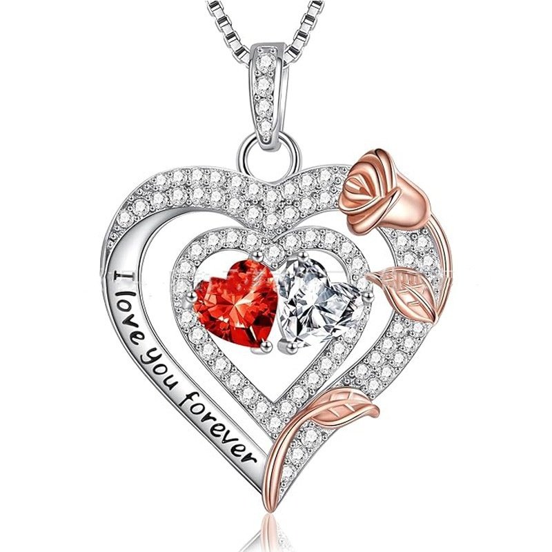 European And American Heart Of Eternity S925 Sterling Silver Double-layer Necklace For Women - Image 8