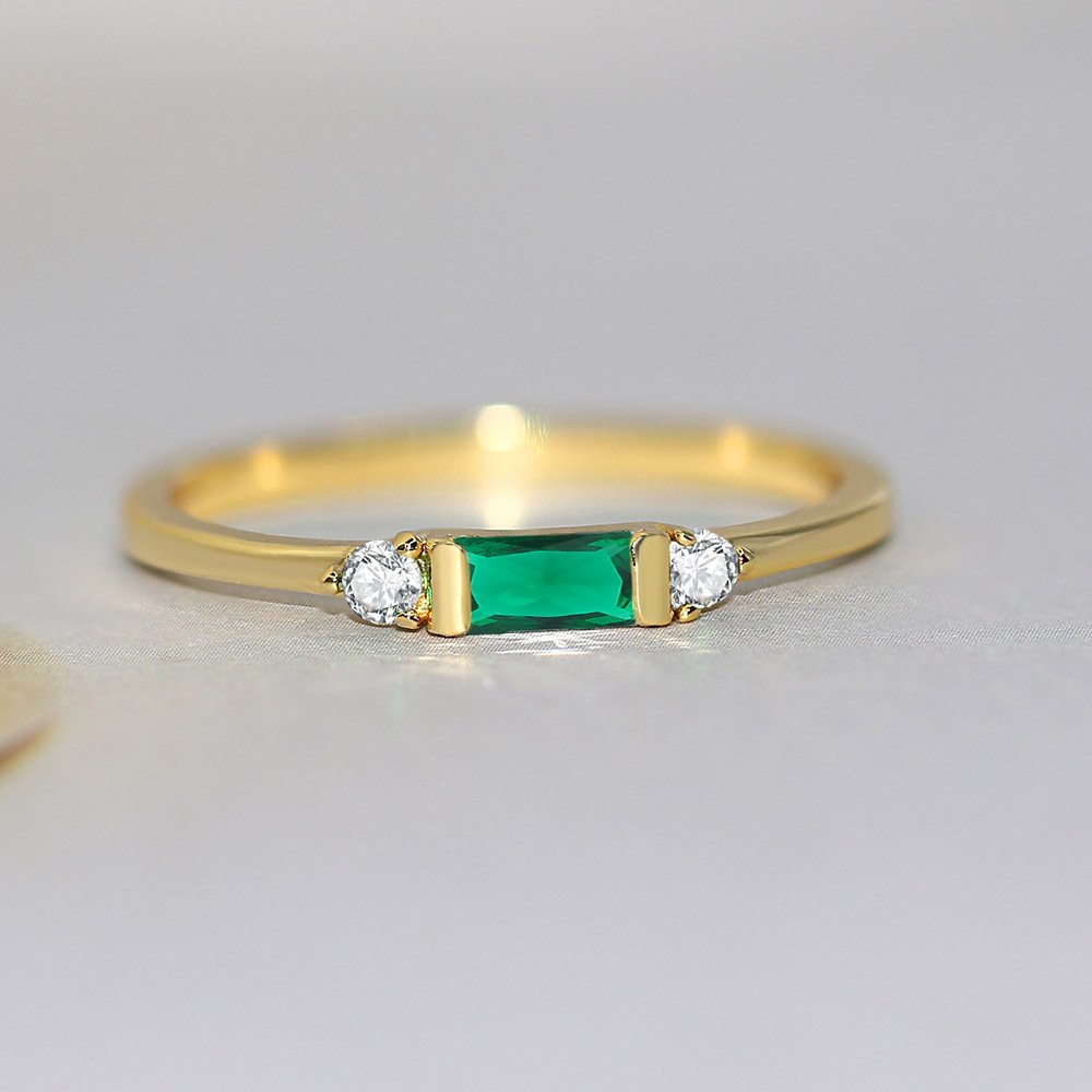 Geometric Engagement Ring Inlaid Zircon Plated 14K Gold Accessories - Image 8