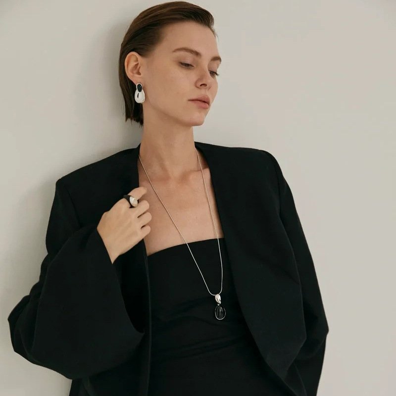 New Chinese Style Accessories Irregular Stitching Black Onyx Necklace Women - Image 3