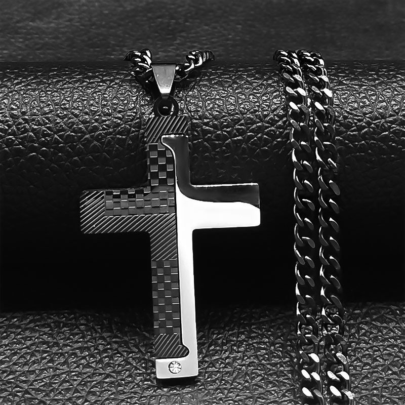 Titanium Steel Two Colors Cross Pendant Stainless Steel Necklace