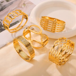 Fashion New Personalized Titanium Steel Gold-plated Diamond Geometric Bracelet