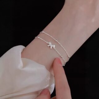 Double-Layer Light Luxury Design Exquisite Bow Bracelet