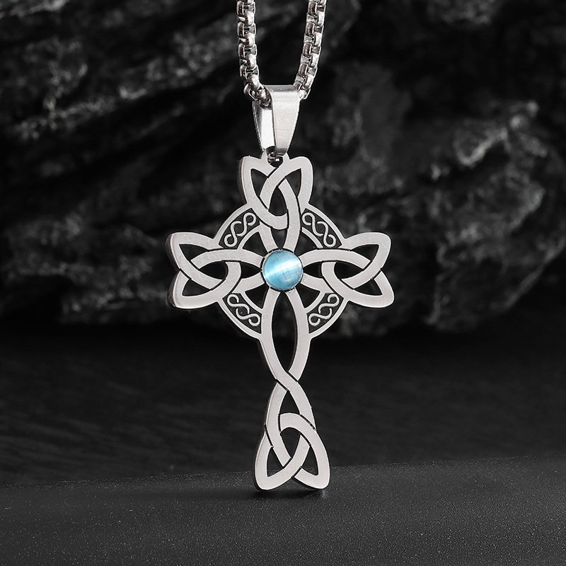 Fashion Cross Steel Color Men's Necklace